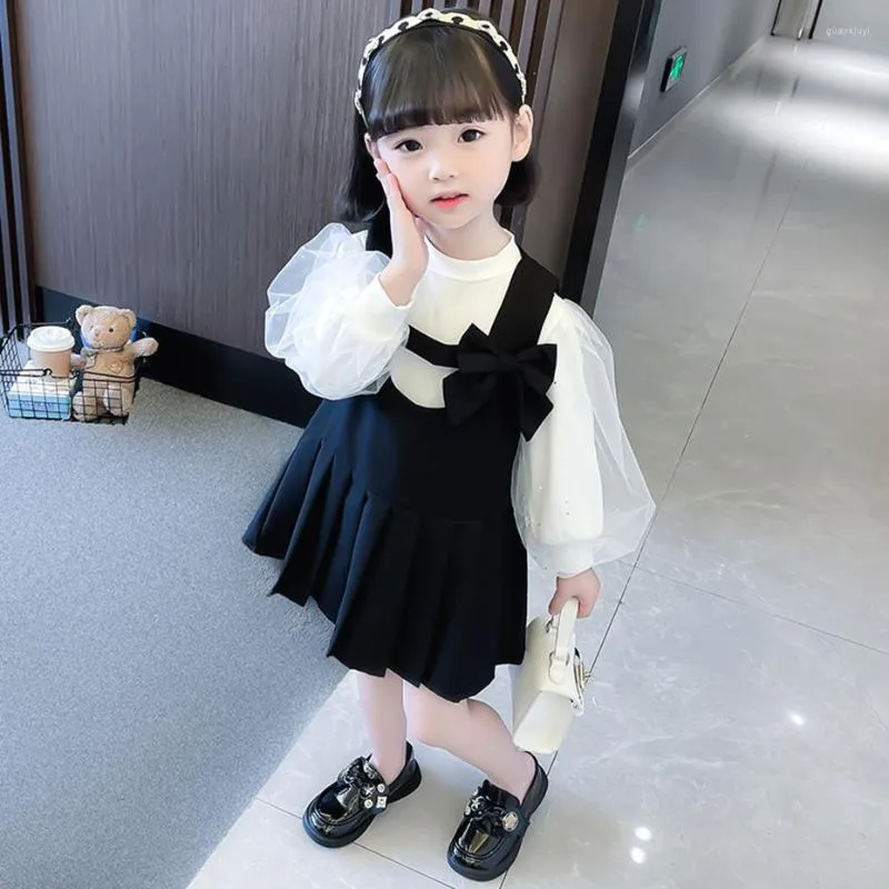 Clothing Sets Girls Clothes Big Bow Blouse Dress Tracksuit Spring Autumn Children Girl