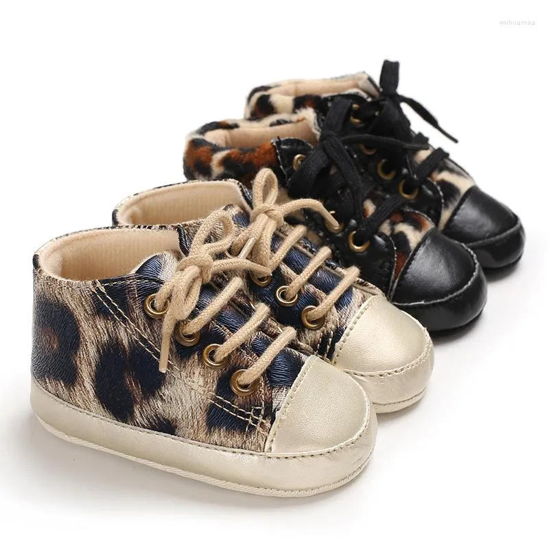 First Walkers 0–18 Monate geborene Babys, Mädchen und Jungen, Stiefel, Frühling und Herbst, lässige Turnschuhe mit Leopardenmuster, weiche Sohle, Kleinkindschuhe