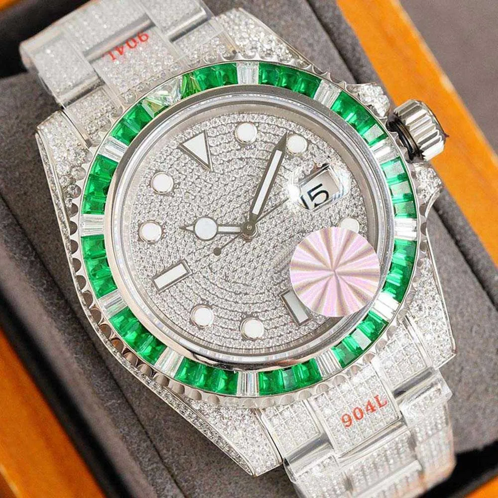 Relojes de pulsera Reloj para hombre con diamantes Reloj mecánico automático Zafiro 41 mm Reloj de pulsera luminoso Busins Impermeable Carey Montre de Luxe