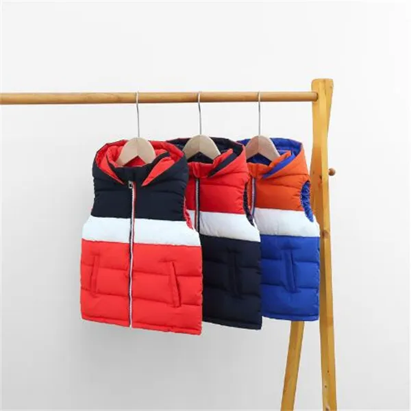 Kinder-Daunen-Baumwollweste und -Weste, farbcodierte warme Winterjacke für Mädchen im Herbst GC1733