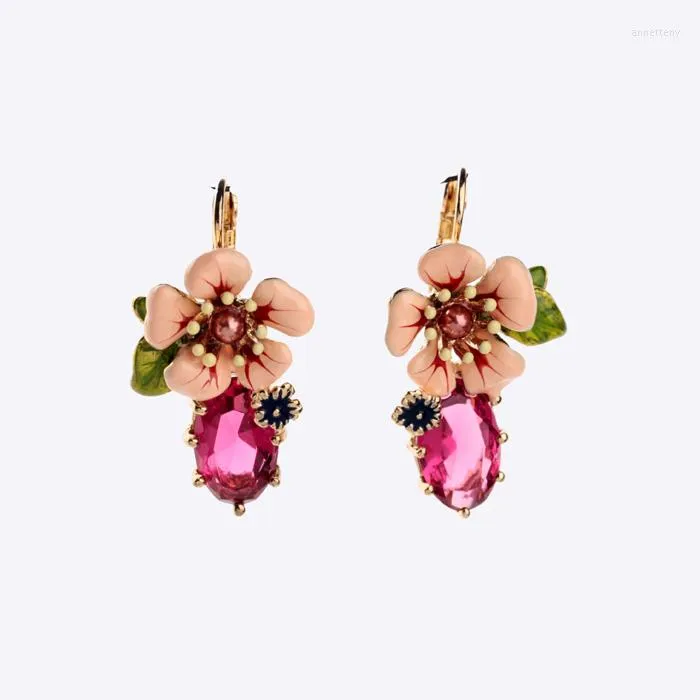 Stud Earrings Fashion Women Gold Color Bijoux Flower Statement Bohemian Jewelry Enamel