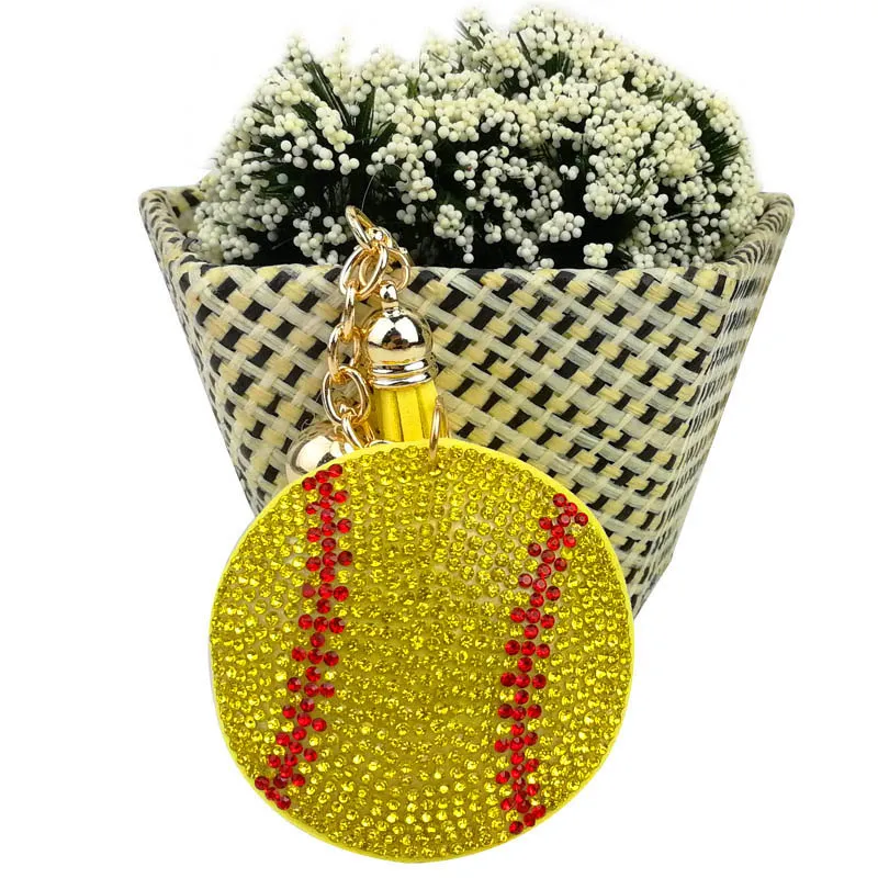 Diamant créatif forage à chaud porte-clés pendentif Baseball Football porte-clés bijoux accessoires Souvenirs pour jeux dynamiques