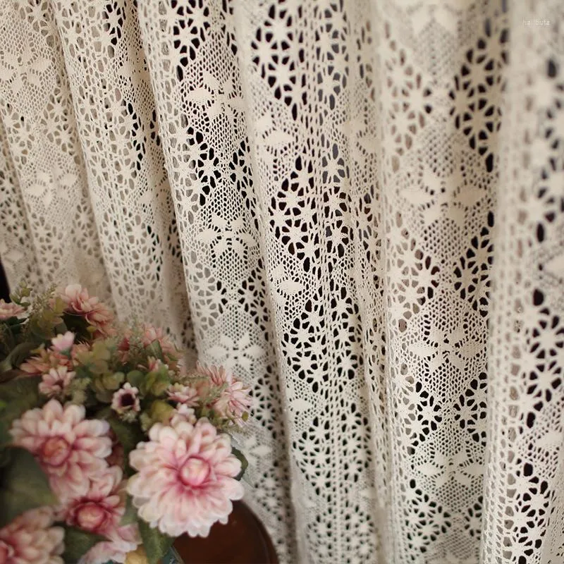 Rideau personnalisé pays américain géométrique Crochet coton lin fini pour salon chambre rideaux transparents 597 #4