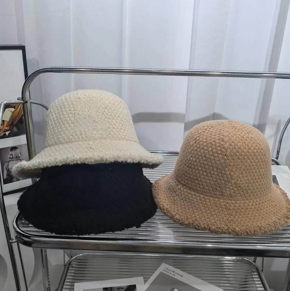 Gorro de lana de cordero para mujer, gorro informal para exteriores, tejido de punto, sombreros de ala tacaña, sombrero de pescador de lana de color sólido, gorros de diseñador
