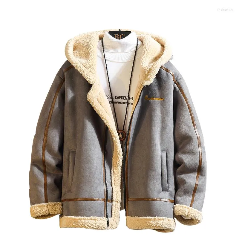 Hommes laine 2022 hiver hommes épaissi et gardé au chaud Imitation agneau veste Trench Coat
