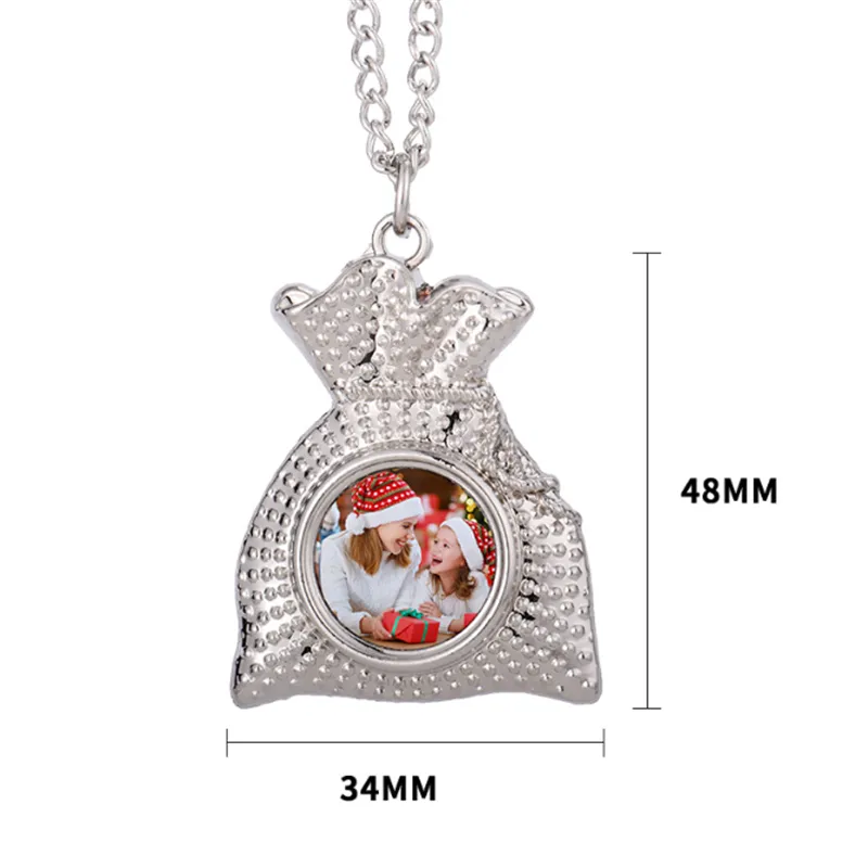 Stock Blank sublimation Metal Christmas gift pendant necklace heat transfer blank material DIY Christmas Decorations 1021