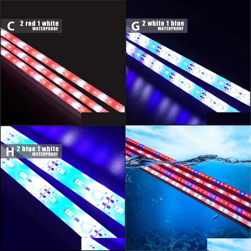 Aquariums Lighting 2Pcs Dc12V 0 5M 5730 Ip68 Waterproof Grow Light Led Bar Rigid Strip Red Blue 51 42 For Aquarium Green House Hydro Dhftv