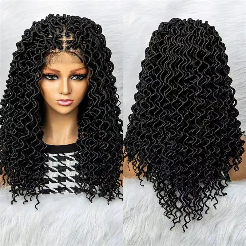 9x6 Lace voorbox vlechtpruiken Deep Wave Synthetische kant frontale pruik die er echt uitzien BZ9