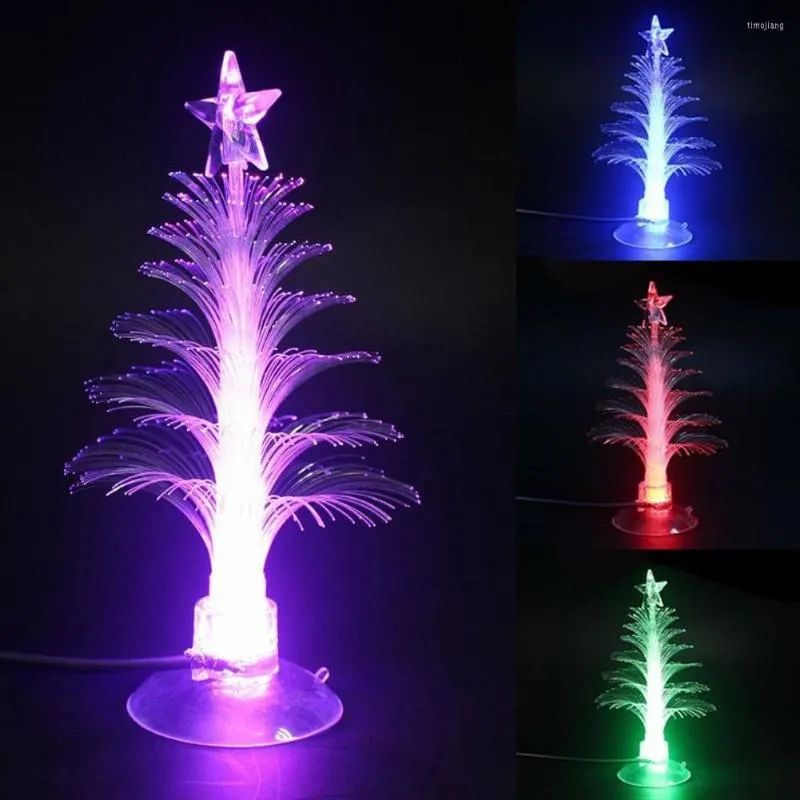 Decorações de Natal Treça de fibra LED 7 cores com estrela do topper luminous USB Power Holiday Decoration Cup para quarto de festa em casa