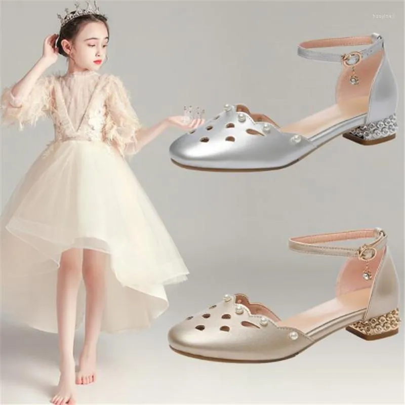 Shorts Kids Girls Leather Shoes Children Baby Princess Sequines High Heel Dancing