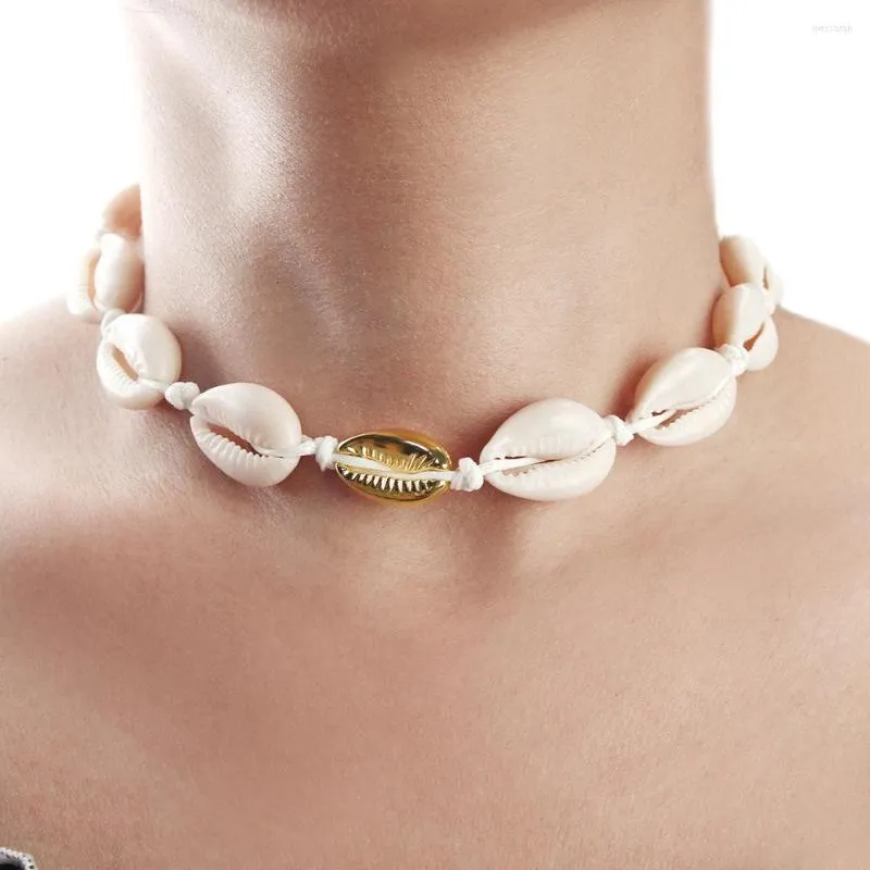 Choker Trendy Jewelry Böhmen Skal Halsband Kvinnor Justerbar Natural Sea Conch Chain Summer Beach Girl Party Gift Handmade