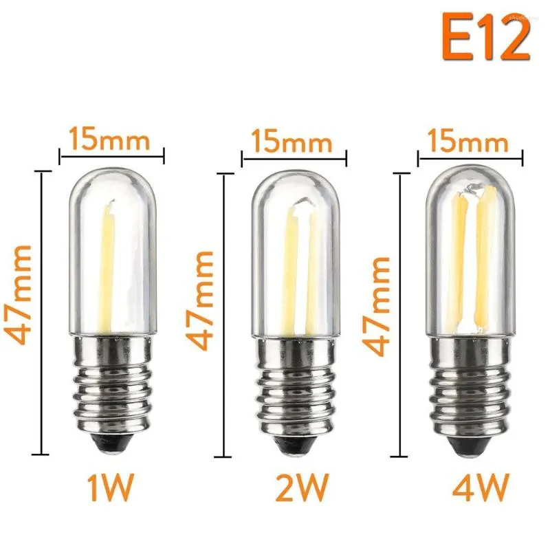 50PCS/LOT E12 1W LED LIDZA Zamrażarnia Filament Light Cob Dimmable Culbs Lampa zimna biała AC 110V Wymień lampy halogenowe 10 W