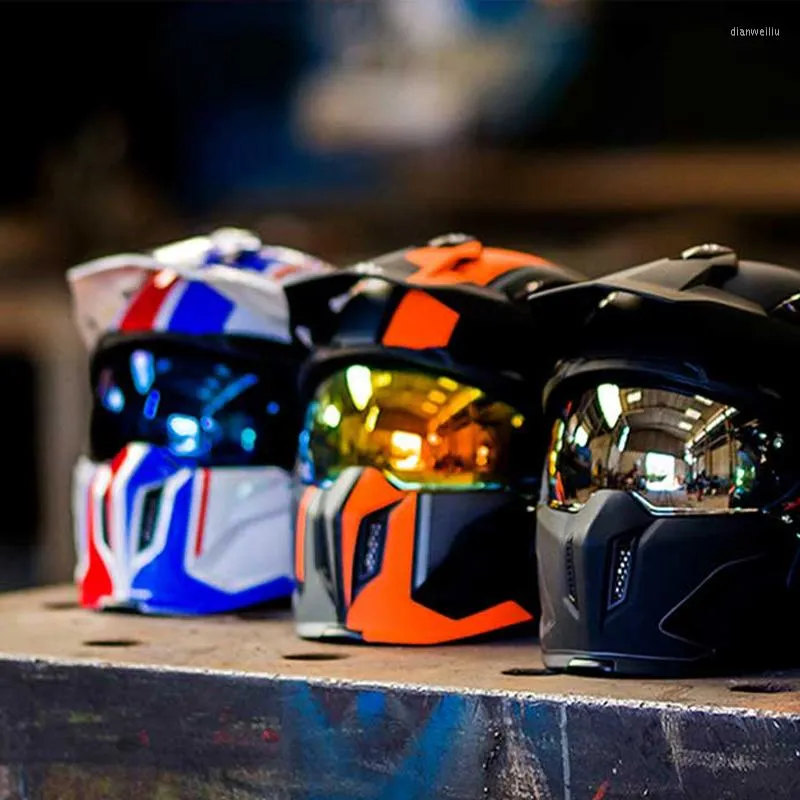 Motorradhelme gl￤nzend schwarzer Stra￟enk￤mpfer Full Face Racing Helm Modular abnehmbares Chin Casco Moto Hochwertiges Motocross ECE