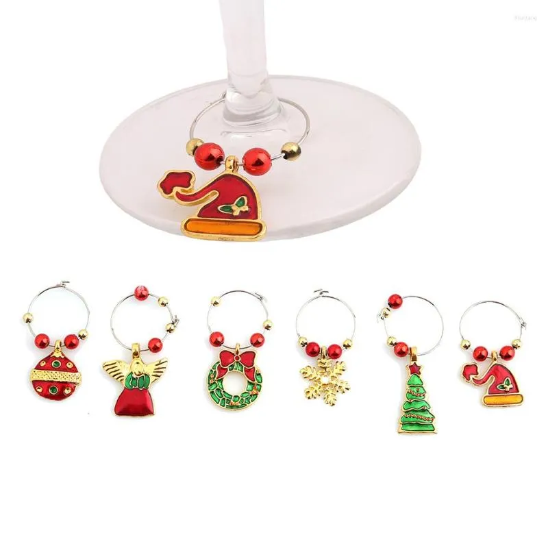 Décorations de noël pour la maison verre à vin signe fête 2022 année tasse anneau Table père noël Navidad Jingle Bells métal