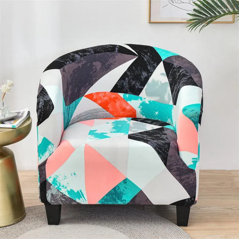 Stol täcker europeisk stil elastisk geometrisk tryckning spandex soffa täckning för klubb vardagsrum café ensit fåtölj dammskydd