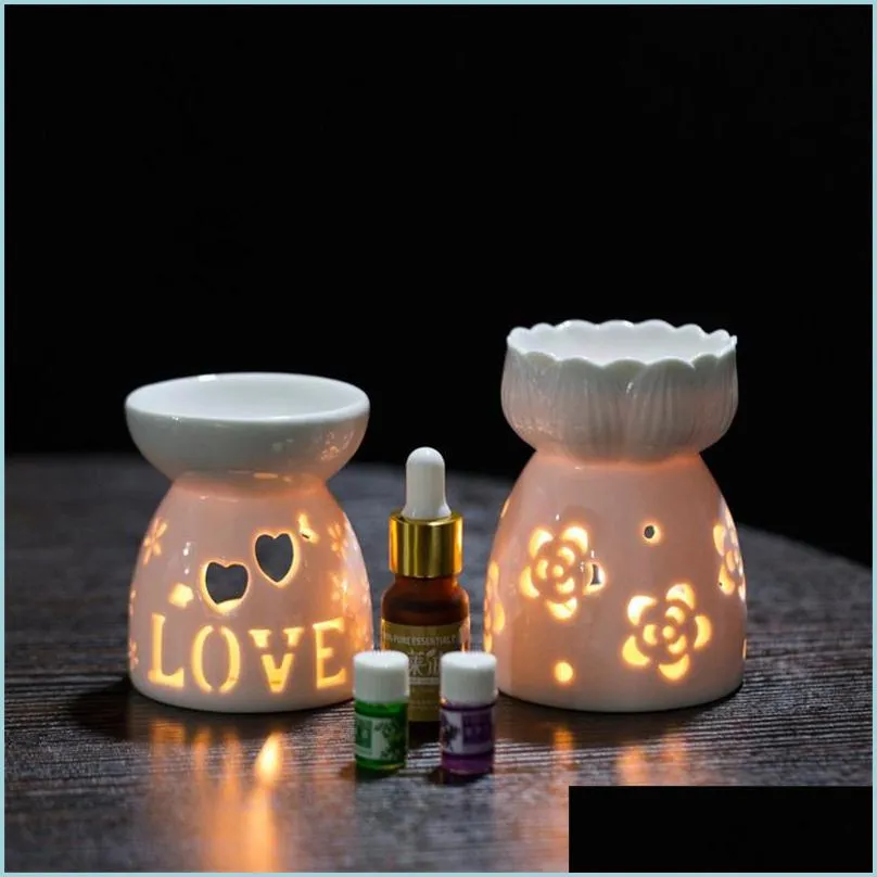 Fragrance Lamps 15 Style Incense Burner Delicate Ceramic Fragrance Lamps Fashion Hollowed Out Aroma Stove Candle Oil Furnace Home De Dhpse