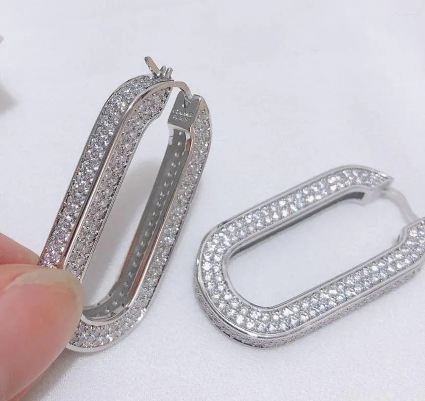 Hoop Earrings Geometry U Rectangle Hollow Largle shicay للنساء المصابات بالونينستون