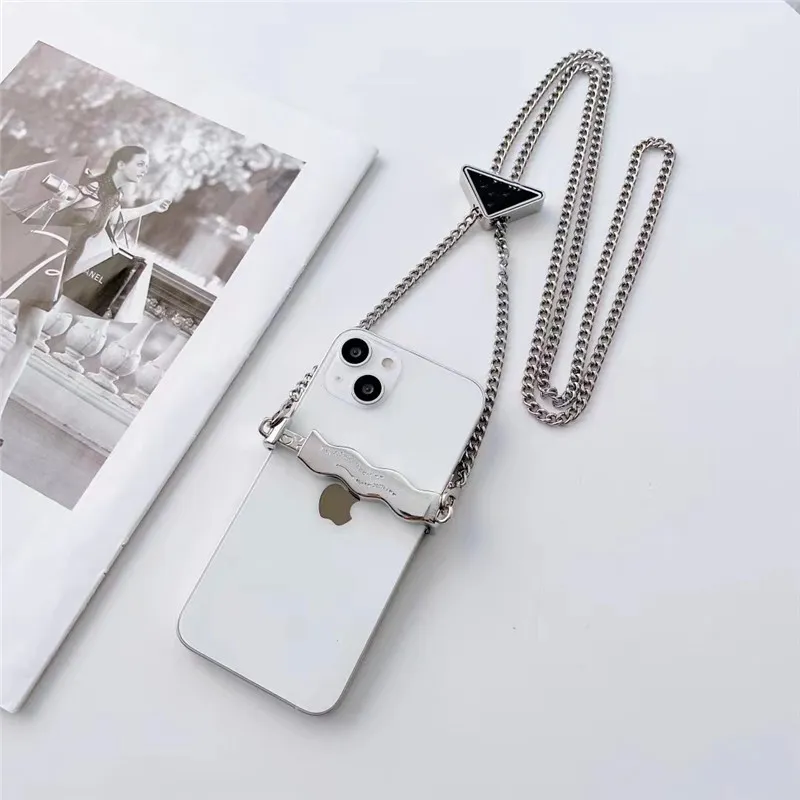 Universal Phone Clip Holder Luxury Silver Hear Metal Ball Crossbody Chain Shoulder Strap for Phone Case Cover Accessory