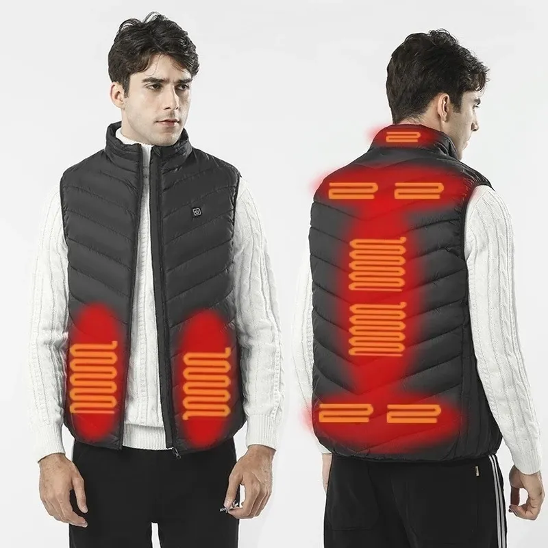 Gilet Chauffant TsunNee 9 Zones - USB, 3 Températures - Pour Moto, Ski, Pêche - Homme/femme