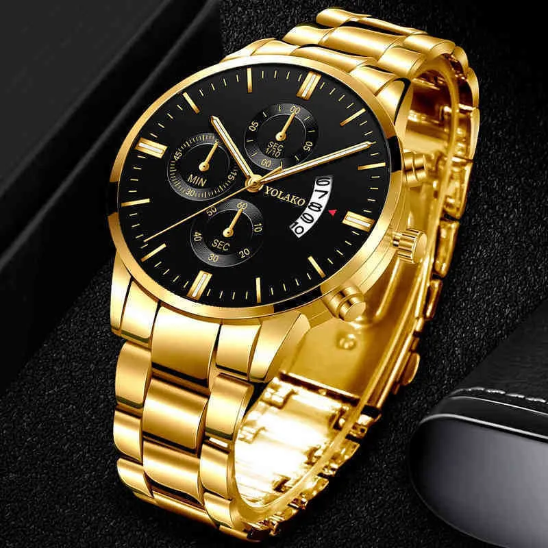 2022 Montres-bracelets Étiquettes Reloj Hombre Mode Hommes Acier Inoxydable Montre De Luxe Calendrier Quartz Montre Busins Montre Homme Horloge Relogio Masculino GenèveEWO1