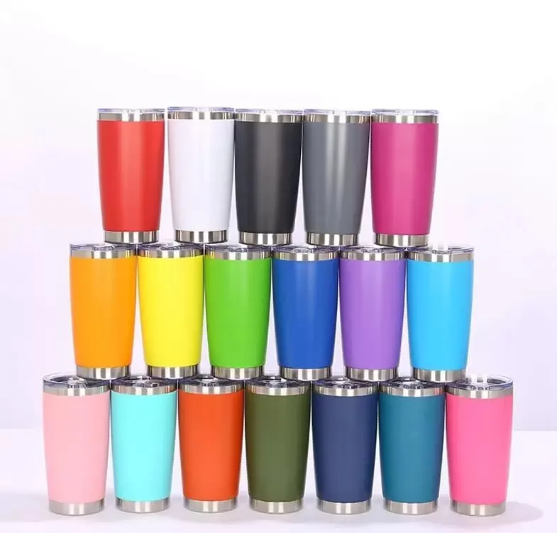 New fashion 20oz Drinking Mugs cup Tumbler with Lid Stainless Steel Wine Glass Vacuum Insulated cup Travel 18colors