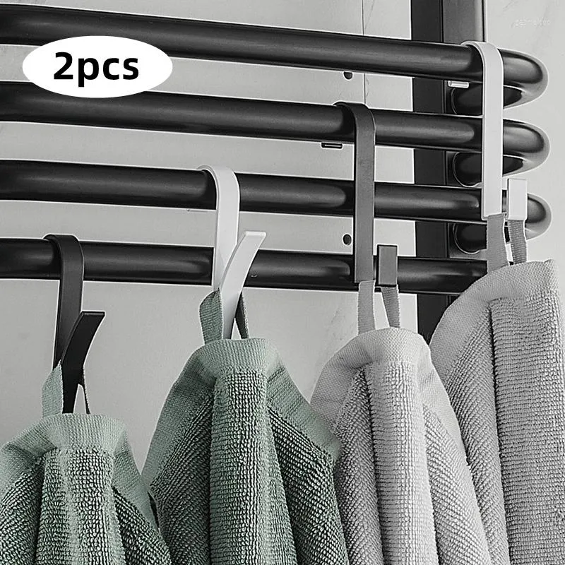 Ganchos 2pcs Espaço Radiador de banheiro de alumínio Solor de toalhas para armários de cozinha Porta Back gancho Chave de roupas de chapéu Organizador de chapéu