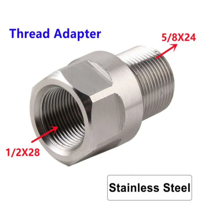 محول الخيط من الفولاذ المقاوم للصدأ 1 / 2-28 M14x1 M15x1 إلى 5 / 8-24 كمامة جهاز hjh