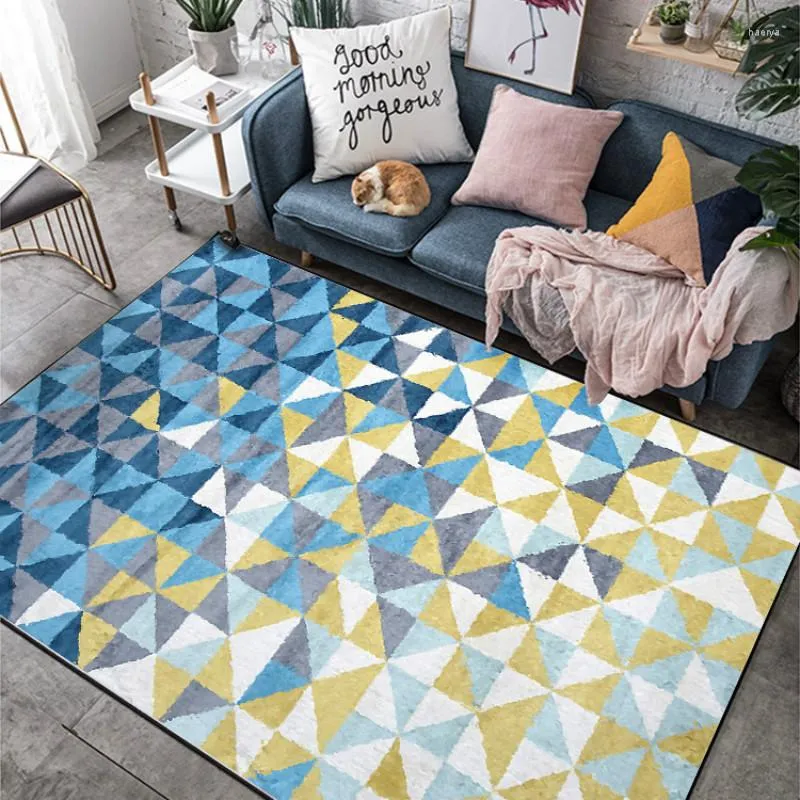 Teppiche Mode Nordic Geometrische Teppich Gelb Blau Teppiche Wohnzimmer Schlafzimmer Flur Kinderzimmer Badezimmer Tapetes Angepasst