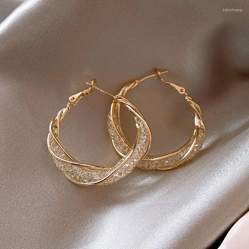 Boucles d'oreilles créoles luxe cristal maille oreille vente mode à la mode OL dames cadeaux haut de gamme pour Ies copines