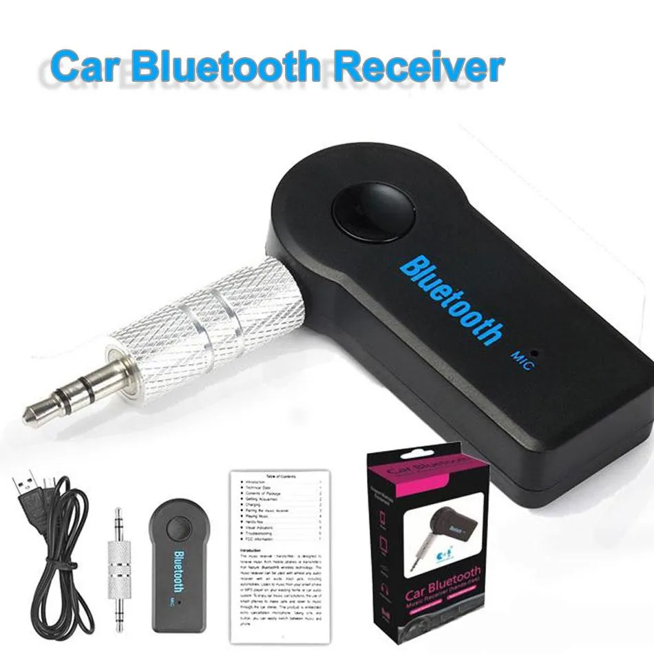 Universal 3.5mm Bluetooth Car Kit A2DP Wireless FM Transmitter AUX Audio Music Receiver Adapter Handsfree with Mic For Phone MP3 Retail Box