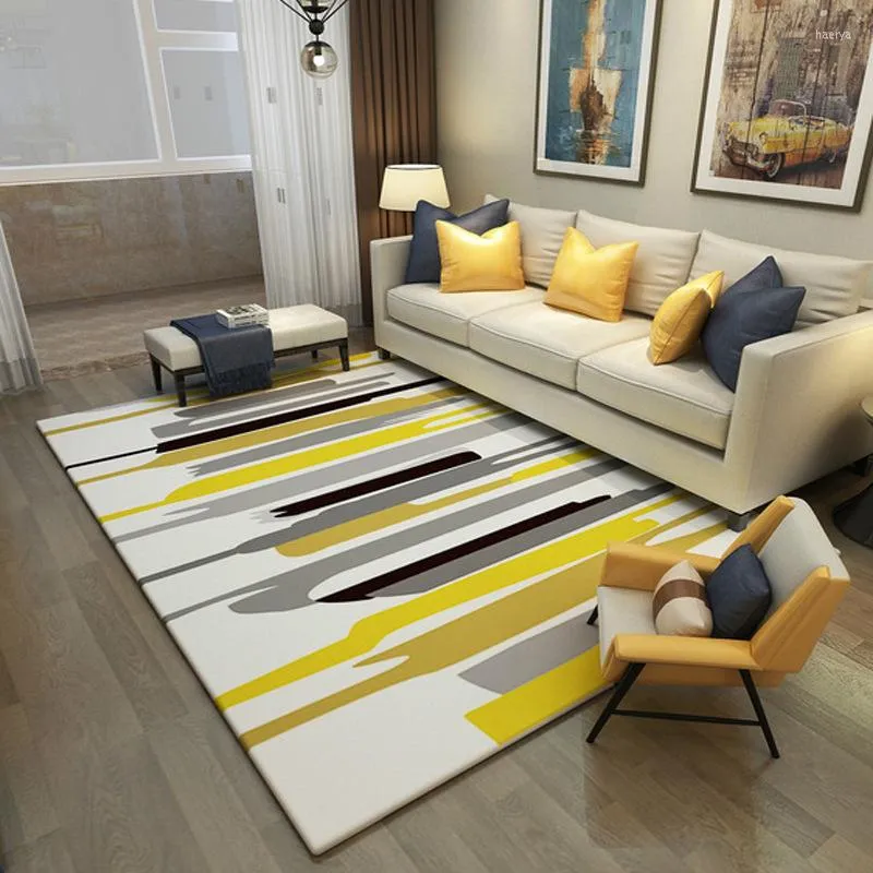 Carpets Fashion Modern Geometric Abstract Yellow Black StripedDoor/Kitchen Mat Living Room Bedroom Parlor Area Rug Decorative Carpet