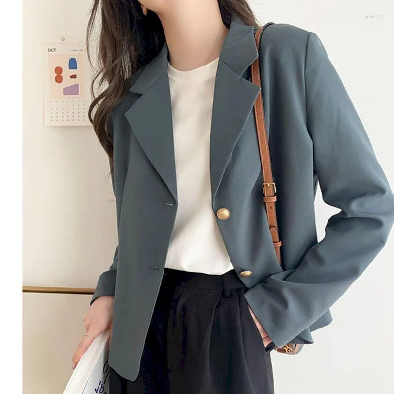 Damespakken 2022 Spring en herfst Women's Blazers Pockets Jackets modieuze vintage oversized wilde kantoor dame tops jas vrouwen