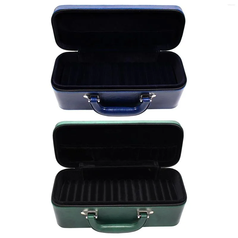 Jewelry Pouches Portable Bangle Box With 15 Slot Inserts PU Leather Bracelet Display Tray Holder Organizer For Girls Women Men