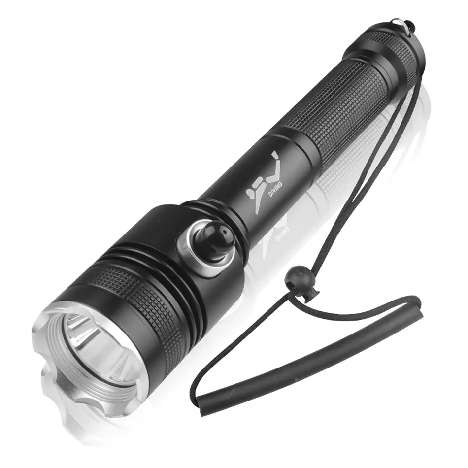 XHP70 Lanterna de mergulho LED IPX8 Torch Tactical Underwater 30m Liga de alumínio de 30m 1500lm Power para 18650