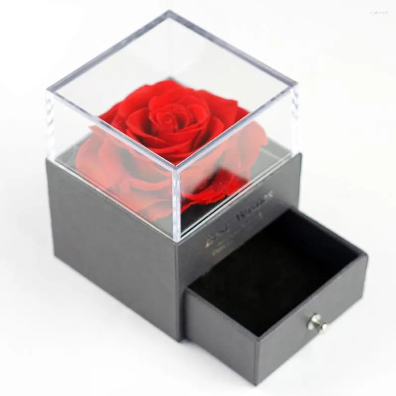 Dekorative Blumen für immer Rose Schmuck-Geschenkbox mit Handtaschen-Schmuck-Vitrine