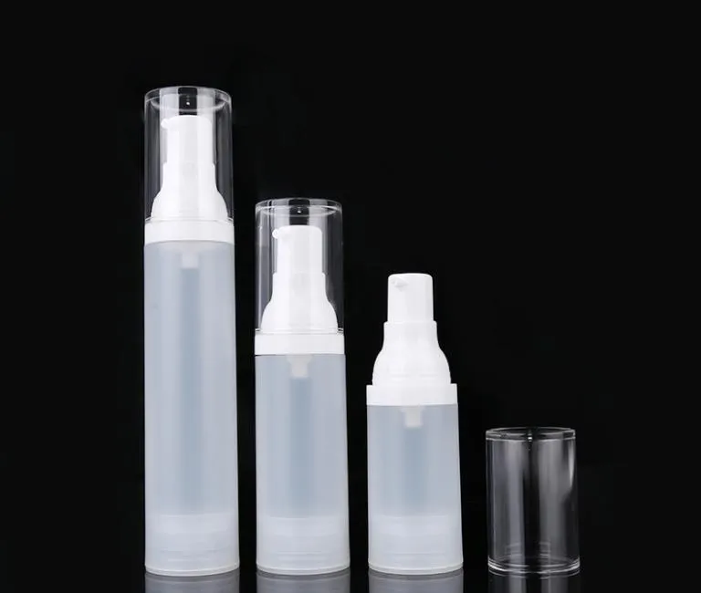 100pcs 15ml 20ml 30ml 50ml Empty Airless Bottle Frosted Matte Vacuum Pump Lotion Essence Perfume Spray Bottles SN682
