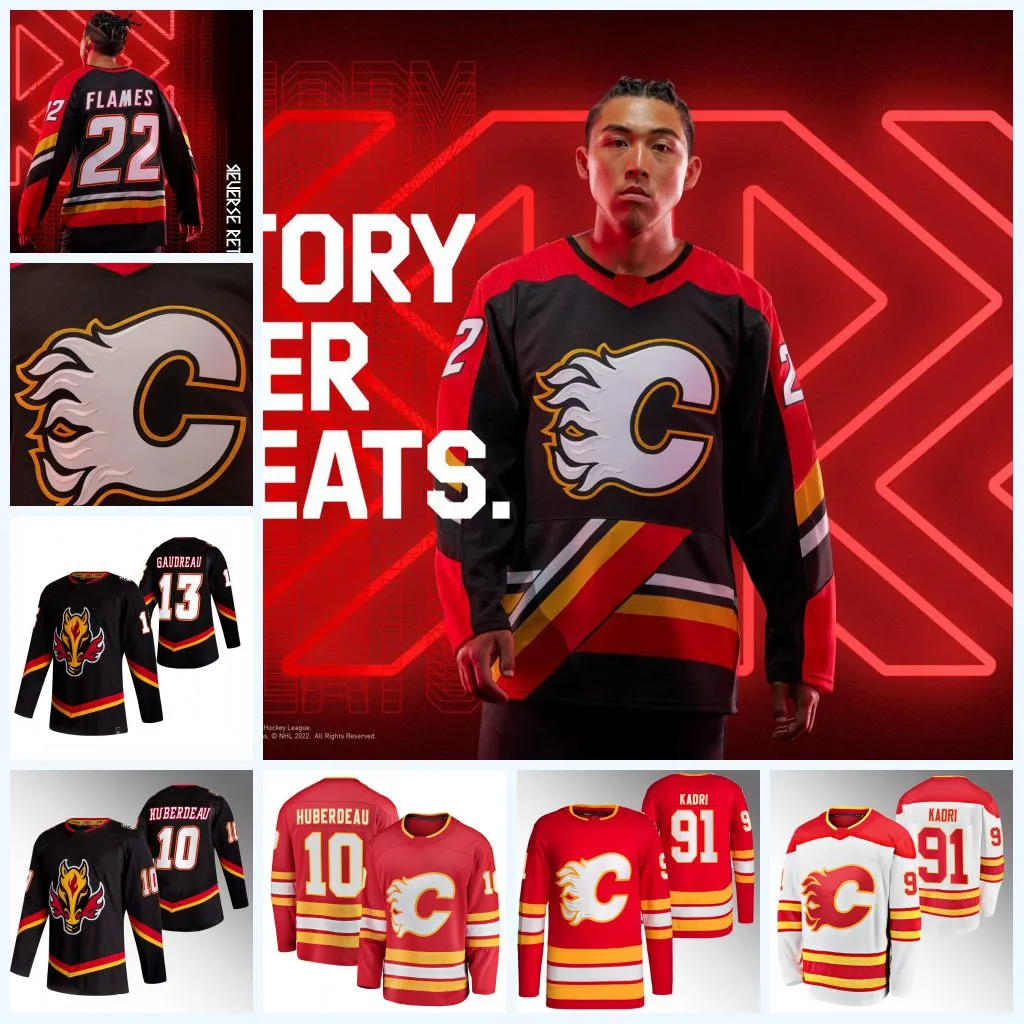 Calgary 2023 Reverse Retro Flames Jersey Jonathan Huberdeau Nazem Kadri