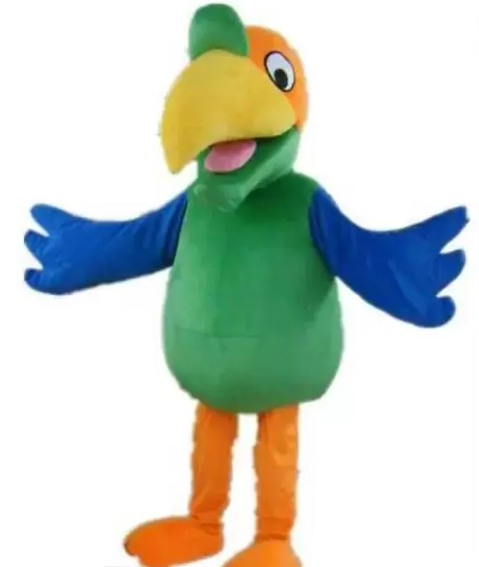 2022 Yetişkinlerin giymesi için yüksek kaliteli yetişkin yeşil papağan maskot kostümü