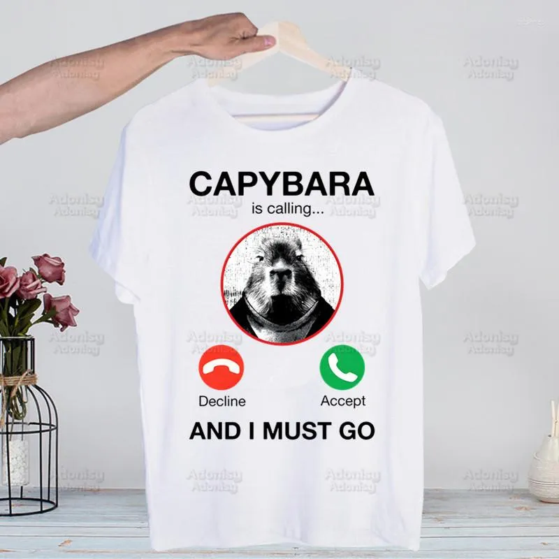 T-shirt da uomo Capibara Harajuku Maglietta da uomo stampata Capibara unisex Divertente camicia a maniche corte Casual Capibara animale carino