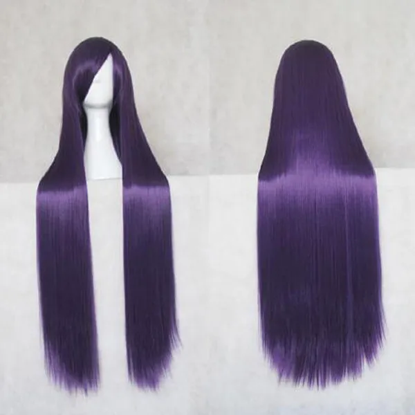 Beliebte Cosplay Deep Purple 100CM langes Haar lange gerade Perücke