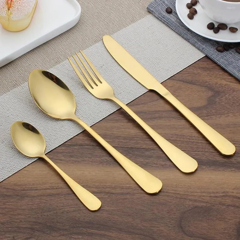 Set di stoviglie 4 pezzi/set di stoviglie oro in acciaio inossidabile cene orest set golden set cucchiaio cucchiaio da cucchiaino da pranzo per matrimoni
