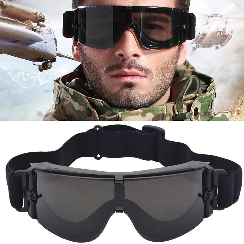 Kayak Goggles Açık Airsoft Paintball Rüzgar Geçirmez Koruma 3 lens Anti UV Gözlükleri Güneş Gözlüğü 221020