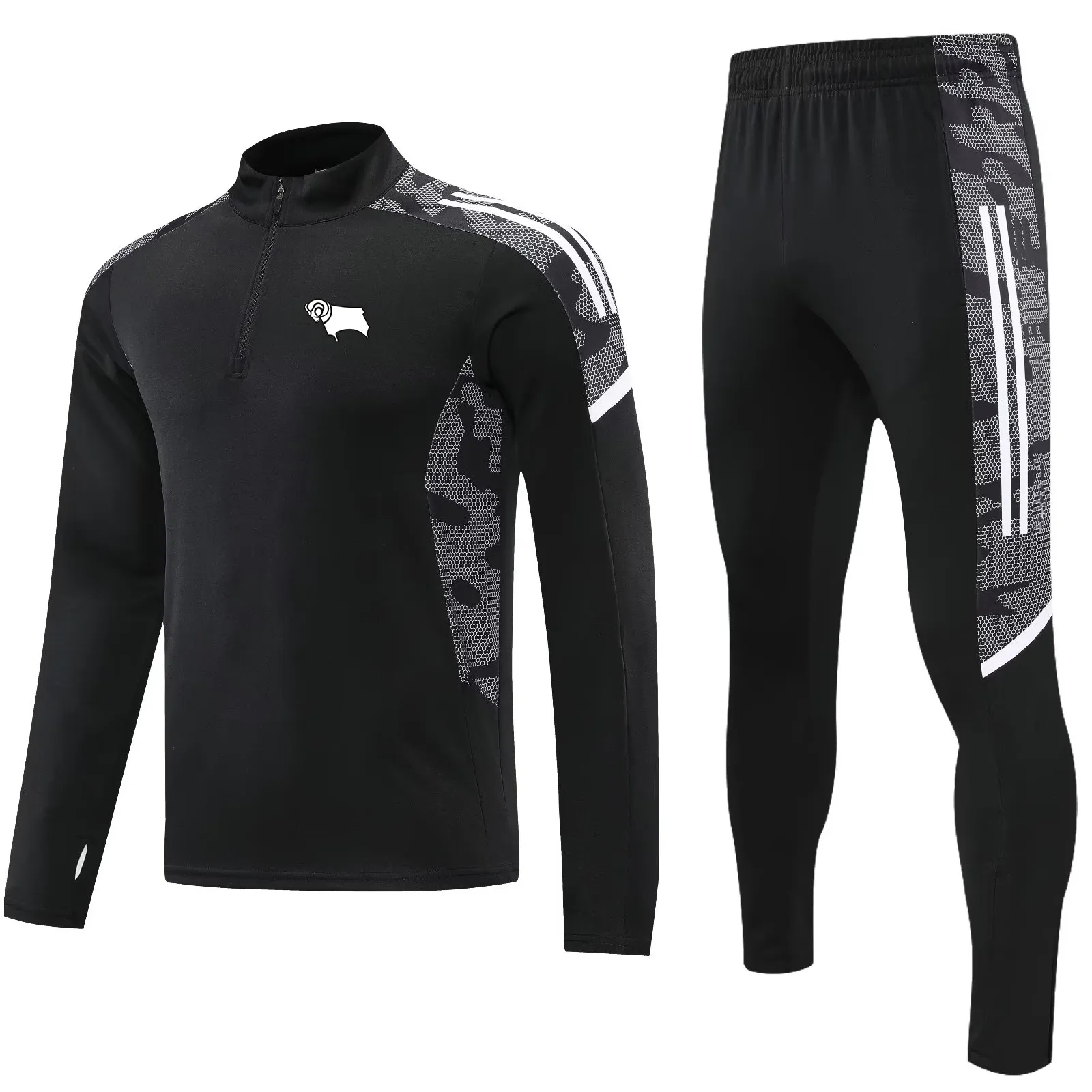 Derby County F.C. Pantalon de survêtement masculin à moitié glissière Sweat-shirt décontracté costumes sport sports extérieurs et tracksuts pour adultes de loisirs