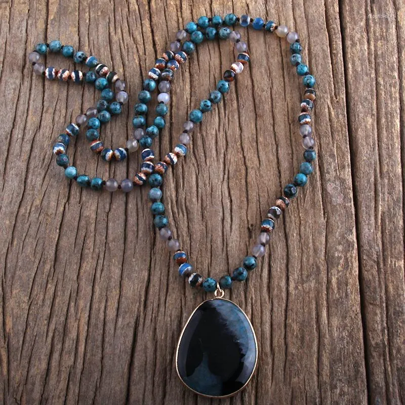 Цепи MD Fashion Bohemian Jewelry Natural Stones Countsed Leardplop Подвесные ожерелья женское ожерелье Lariat