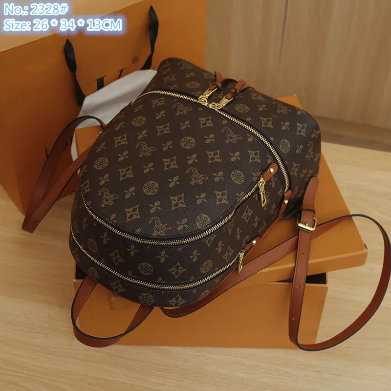 Wholesale shoulder bags 3 colors daily Joker fashion printed backpack street trend contrast color leather handbag foreign style large capacity leather bag 2328#