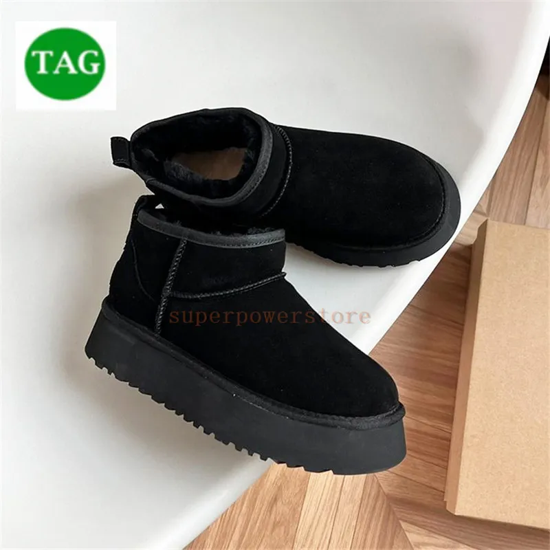 Designer Classic ultra mini platform Australia boots women Snow boot shoes Sheepskin Shearling Chestnut Charcoal Black Comfort Winter Ankle booties sneakers