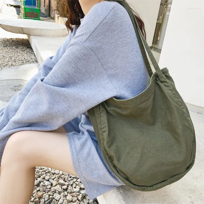 Evening Bags Teenager Medium Size Soft Canvas Textile Ita Hobo Bag Y2K Korea Ins Fashion Minimalist Fabric Cloth Stylish Underarm Pouch