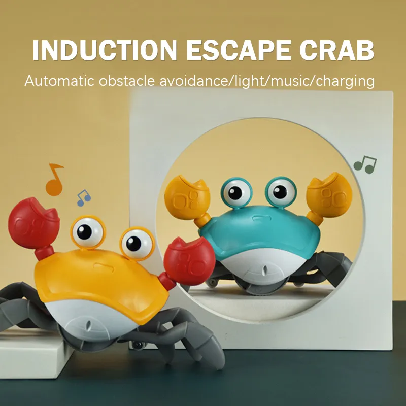 Animaux électroniques Induction évasion crabe Rechargeable électrique pour animaux de compagnie jouets musicaux cadeaux d'anniversaire pour enfants éducatifs apprendre à C240K