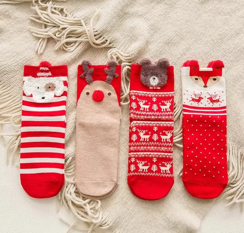 Femmes filles chaussettes d'hiver Elk Animal Snowman Bear Rabbit Design Stocking Christmas Stocking chauds de Noël chauds mignon RRE15274