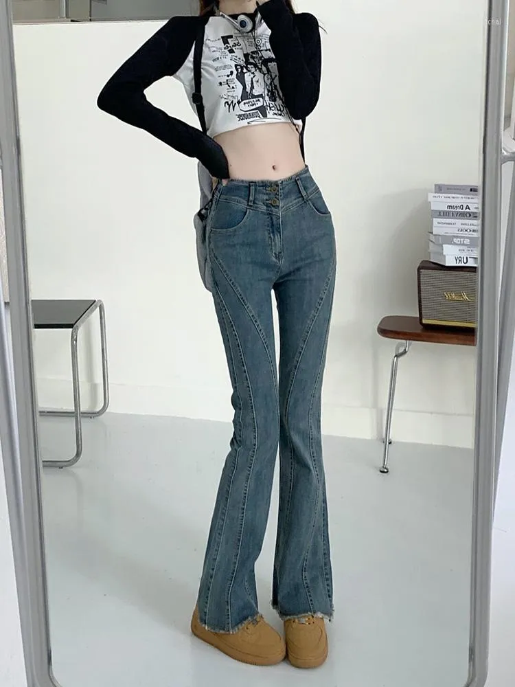 Women's Jeans Y2k Flare Women Pants 2000s Aesthetic E Girl Style Sexy Strechy Trousers Skinny Denim Long Vintage Jean Femme 2022